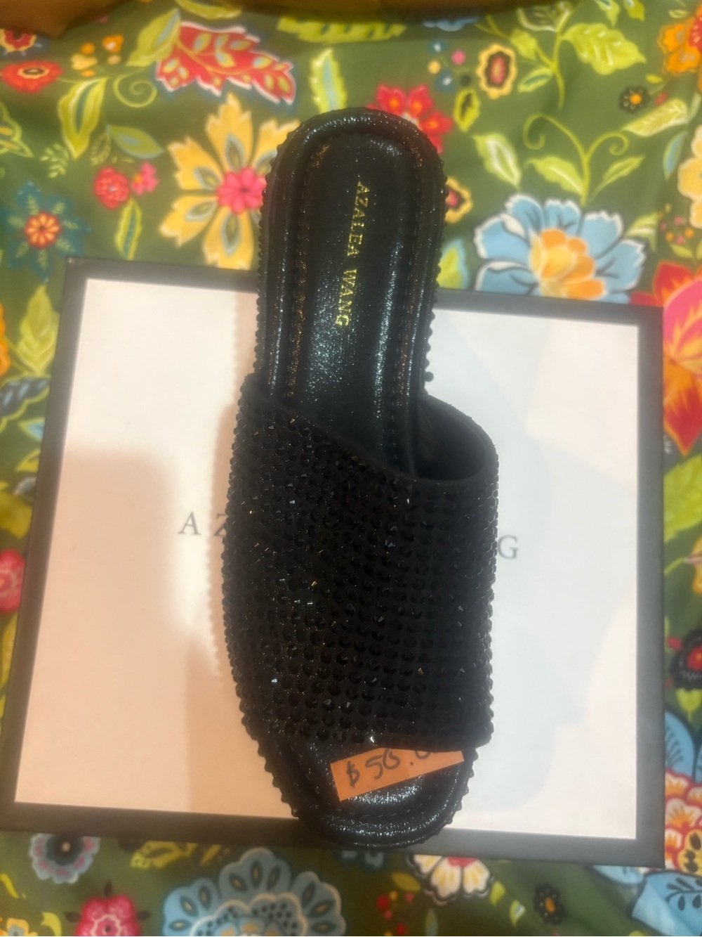 Black Rhinestone Platform Mule Slides - Picture 2 of 4